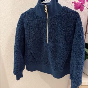 Cozy Navy Blue Sherpa Pullover